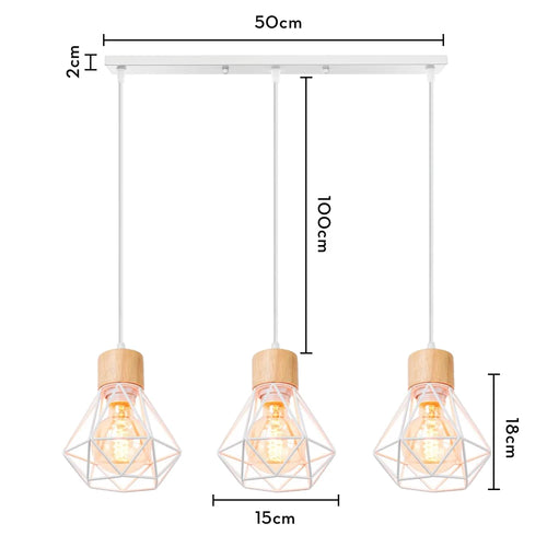 suspension vintage en bois luminaire led suspendu - vue 13 sur 14