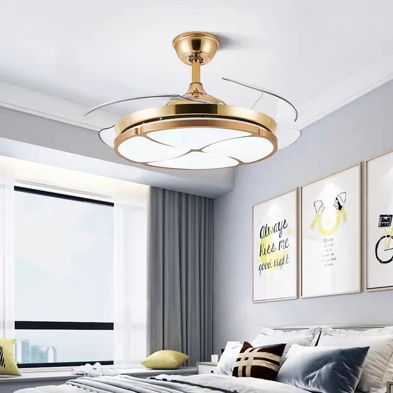 plafonnier moderne silencieux avec lumière et ventilateur intégré - vue 2 sur 12