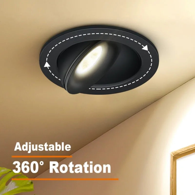 Spot Led Downlight encastré plafonnier 7W12W18W24W Dimmable blanc noir intérieur Led Spot lumière 360 ° réglable pour salon