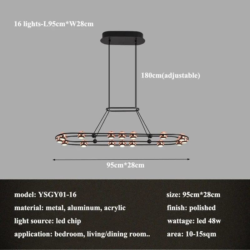 lustre LED circulaire moderne design nordique pour intérieur élégant - vue 9 sur 15