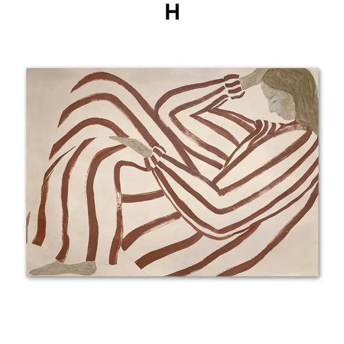 pyjama rayé femme géométrie feuille art mural rétro décoratif - vue 11 sur 14
