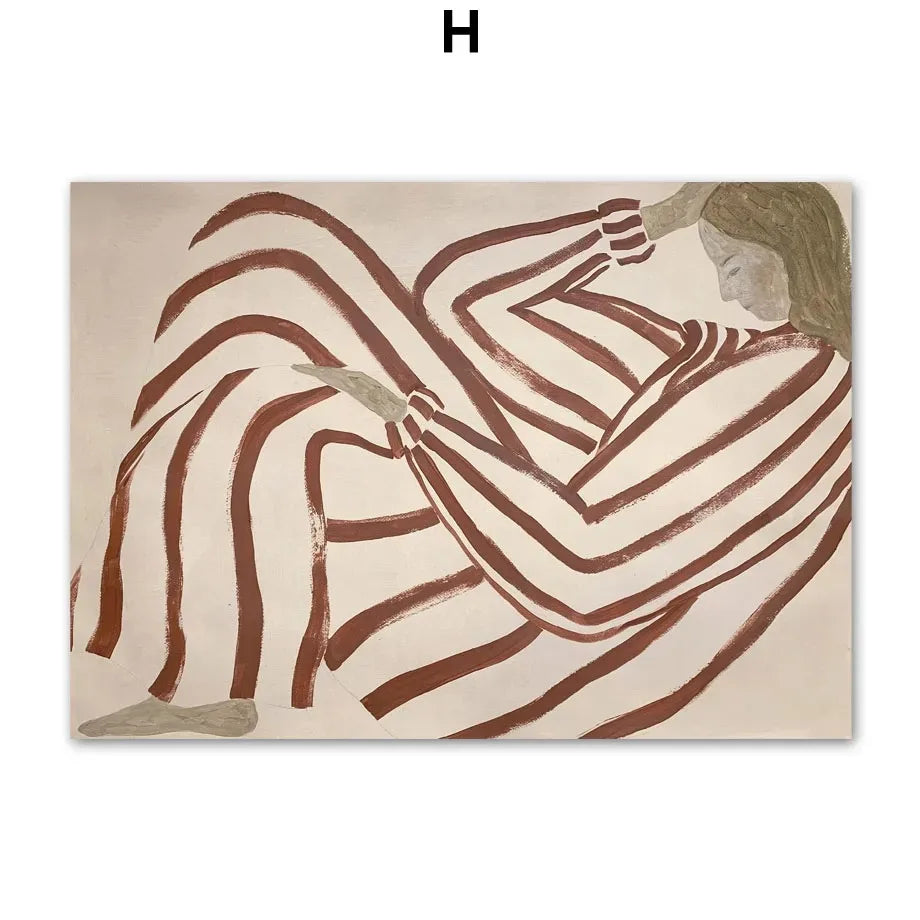 pyjama rayé femme géométrie feuille art mural rétro décoratif - vue 11 sur 14