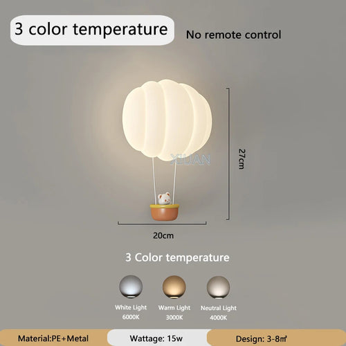 applique murale romantique forme ballon air chaud lampe décorative intérieure - vue 9 sur 8