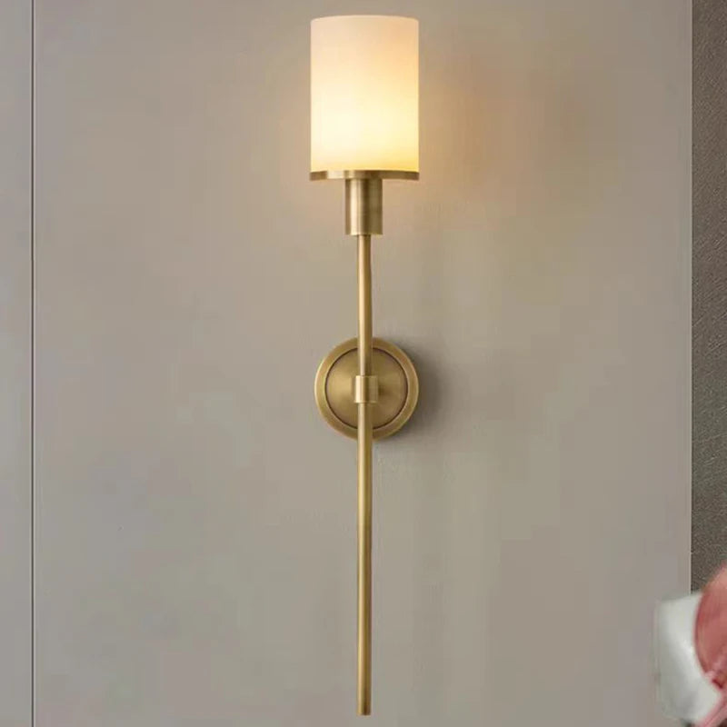 applique murale vintage en laiton et marbre naturel pour un éclairage élégant - vue 4 sur 8
