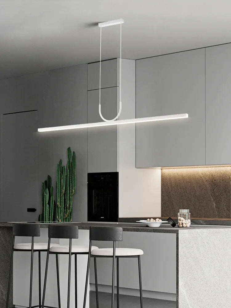 lustre simple noir/blanc long tube à LED - vue 6 sur 12