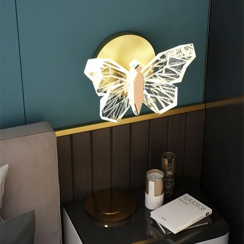 applique murale LED cristal papillon de luxe