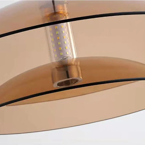 suspension en verre à double couche moderne en métal chromé - vue 6 sur 8