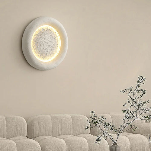 applique murale led lune 3 intensités art déco résine - vue 3 sur 8