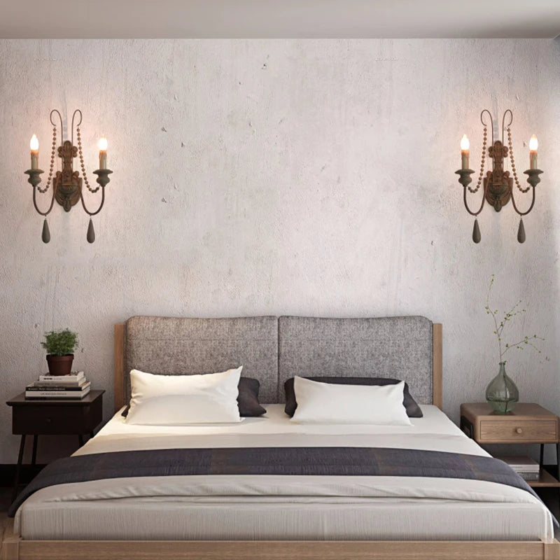 American French wall lamp, rural retro living room, dining room, bedroom, corridor, staircase decorative lighting fixtures - vue 3 sur 10