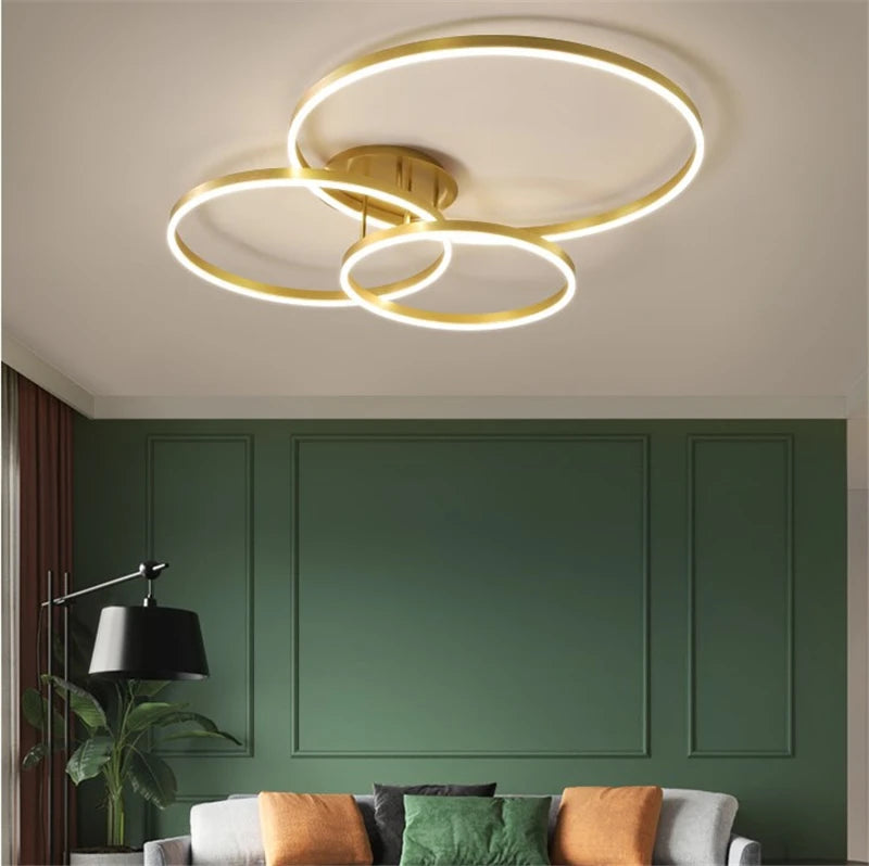 plafonnier led rond doré avec abat-jour acrylique créatif