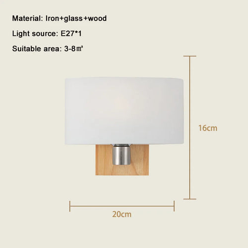 applique murale led créative en bois massif et verre style nordique décorative - vue 3 sur 7