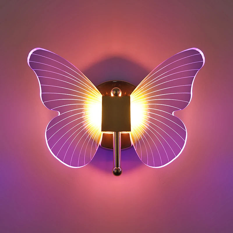 Applique murale LED papillon colorée