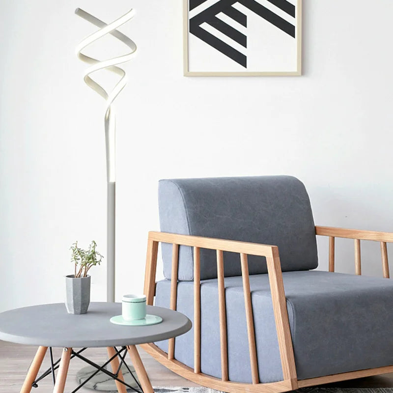 Lampadaire led moderne luxe spirale double télécommande gradation - vue 5 sur 8