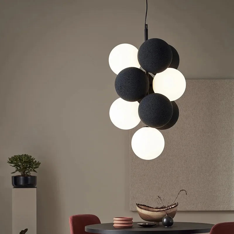lustre créatif en velours design pour espace contemporain - vue 3 sur 12
