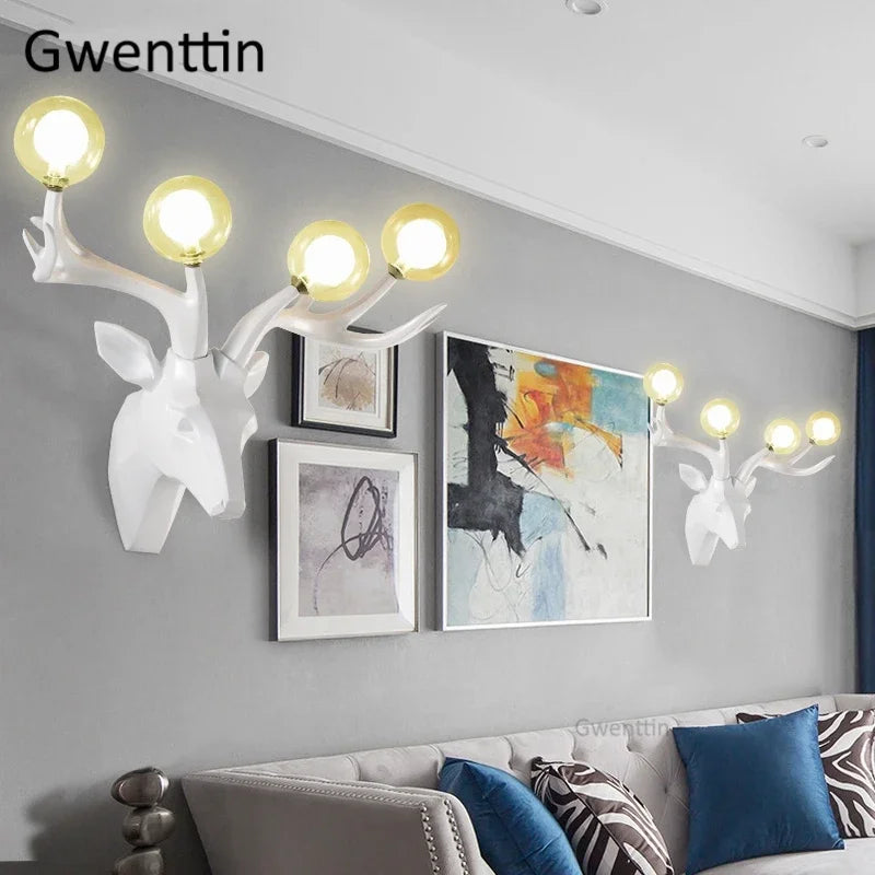 applique murale moderne en résine bois de cerf à led - vue 4 sur 9