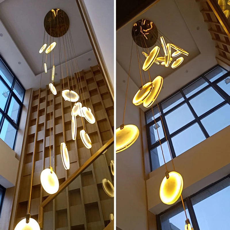 suspension led postmoderne en acier inoxydable et marbre