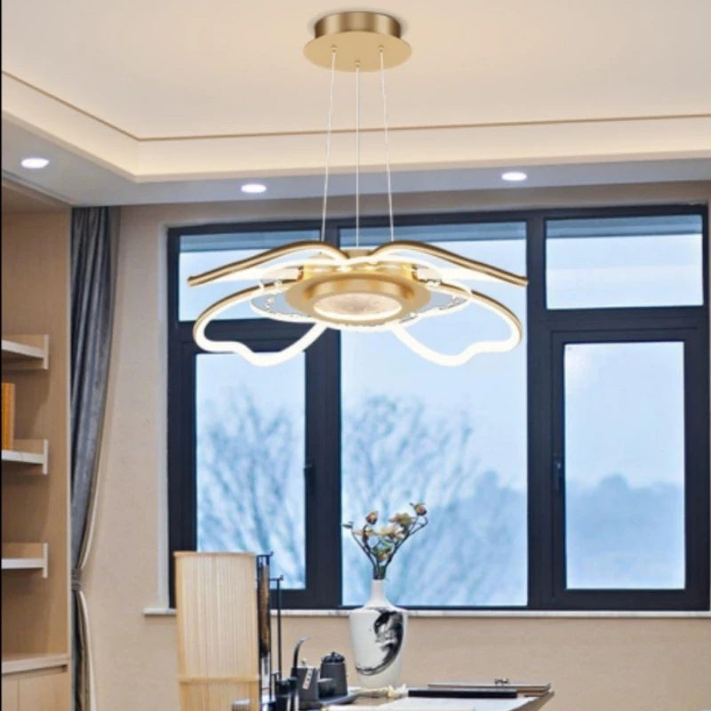 2023 Modern LED Chandelier Fixtures New Chinese Style Ceiling Fan Simple Rose Gold Living Room Chandelier - vue 5 sur 10