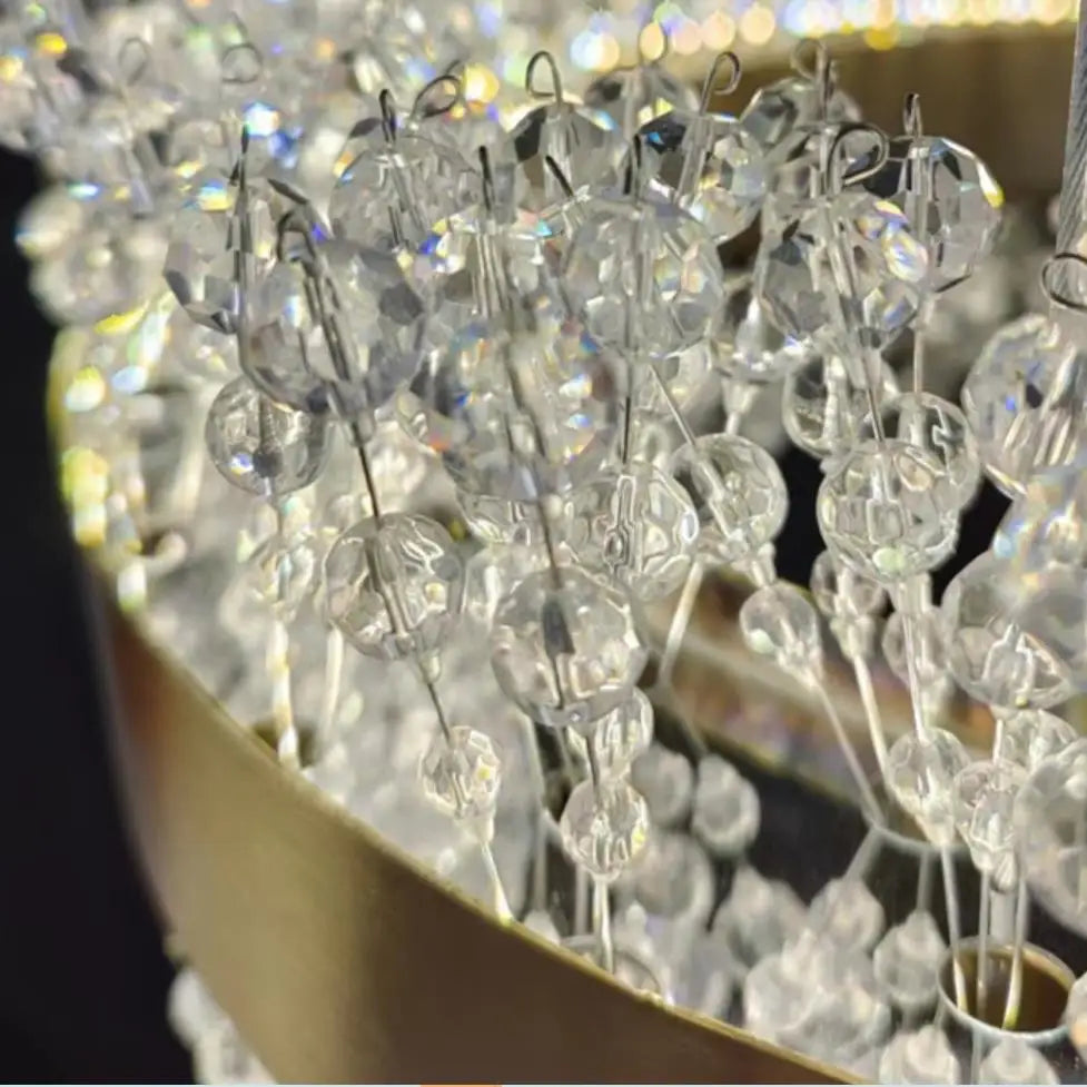 lustre moderne en cristal avec métal doré réglable - vue 6 sur 12