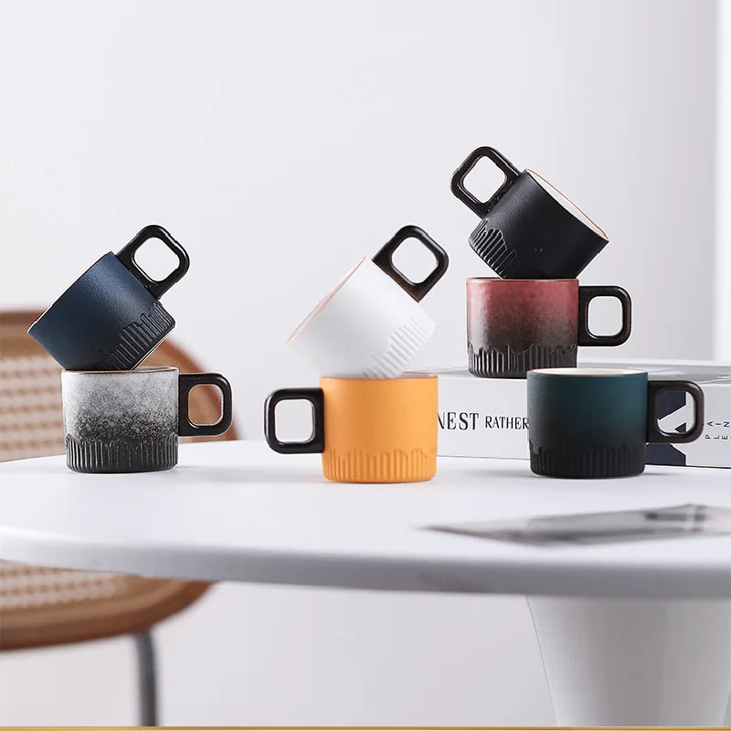 tasse cafe vintage ceramique anse bois 60 ml