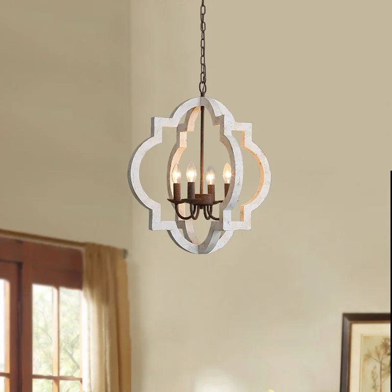 lustre vintage en bois massif pour un intérieur élégant