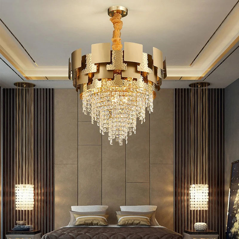 lustre rectangulaire moderne en cristal pour intérieur élégant - vue 4 sur 11