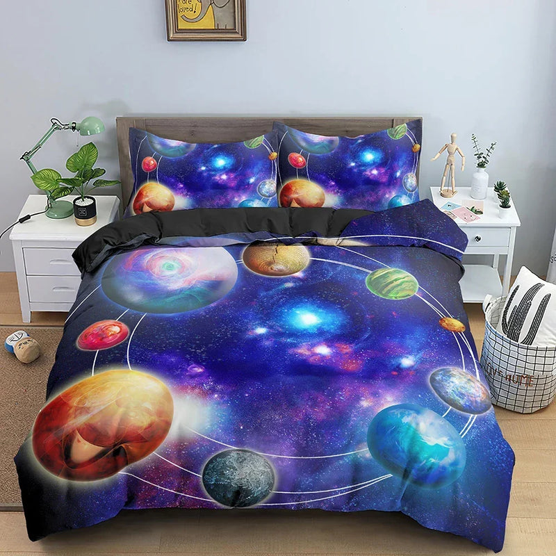 housse de couette galaxy space univers psychédélique taille queen
