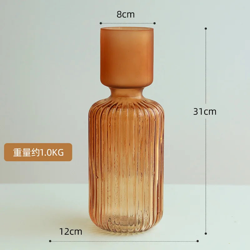 vase en verre dépoli à rayures pour décoration florale et hydroponique - vue 11 sur 12