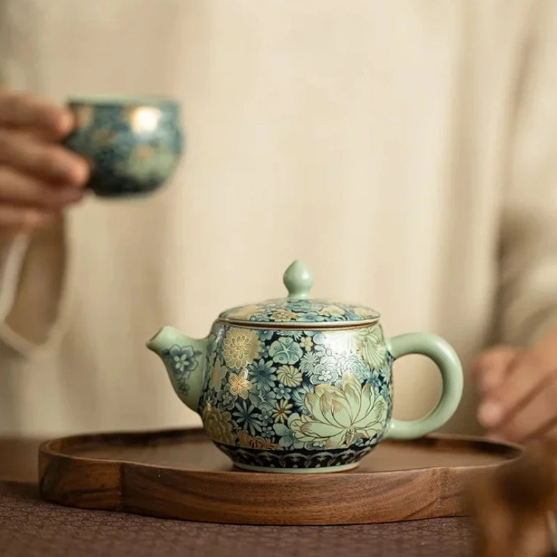 Théière ru kiln céramique pivoine style han kungfu - vue 6 sur 6