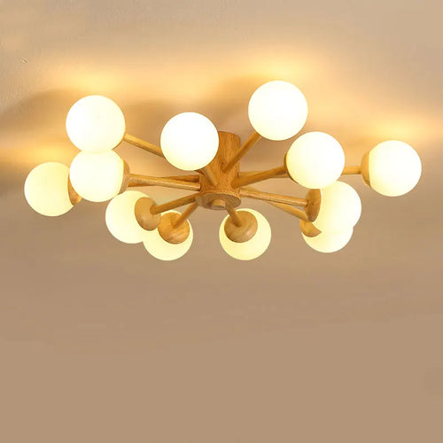 lustre nordique en bois pour décoration intérieure moderne - vue 4 sur 11