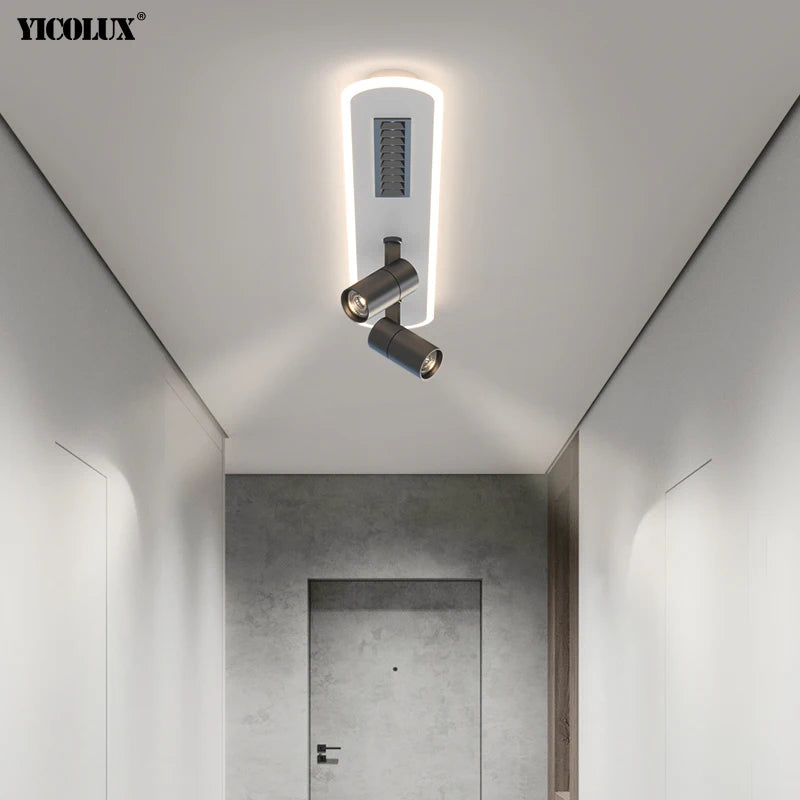 Plafonnier moderne led avec spots gradation simple longue maison intérieur - vue 5 sur 14
