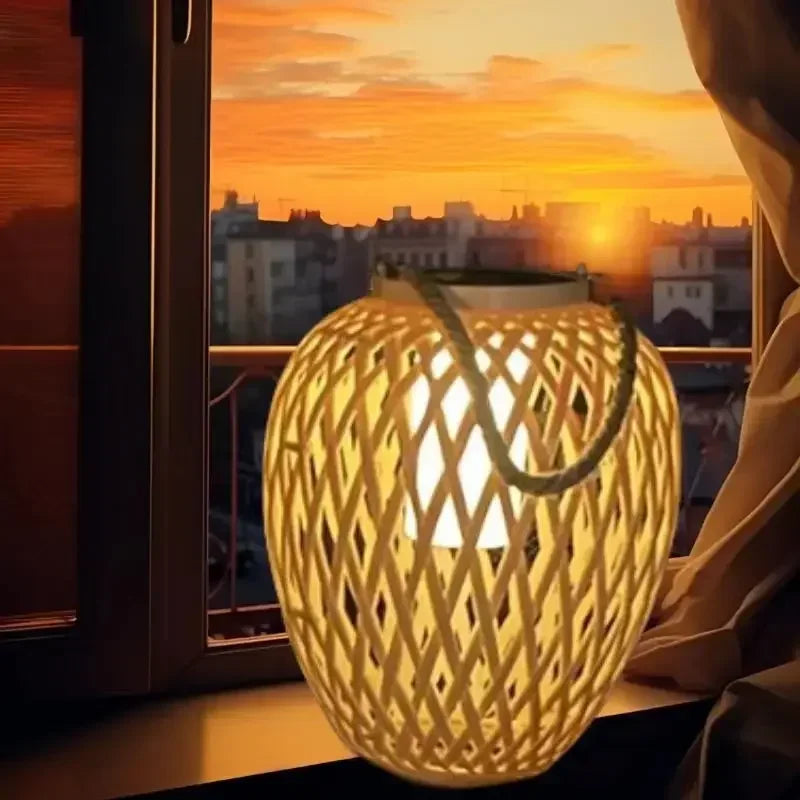 lampe extérieure solaire imitation bambou pour jardin décoratif - vue 4 sur 8