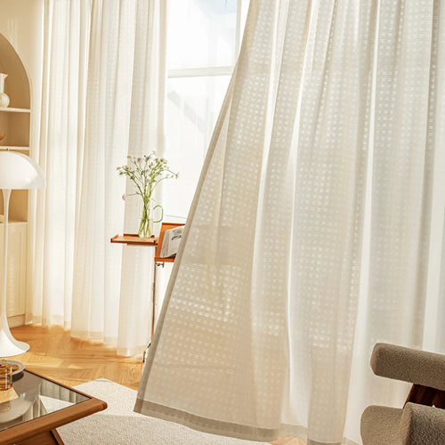 Voilage japonais plissé motif géométrique pour salon chambre - vue 4 sur 18