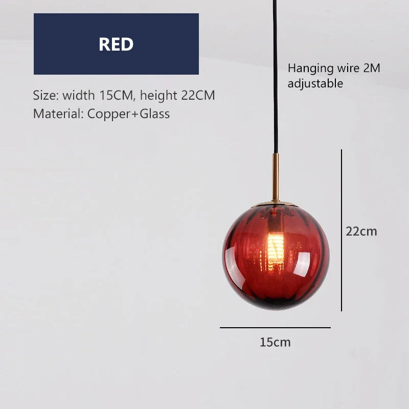 lustre moderne en verre design suspendu lumineux nordique - vue 11 sur 14