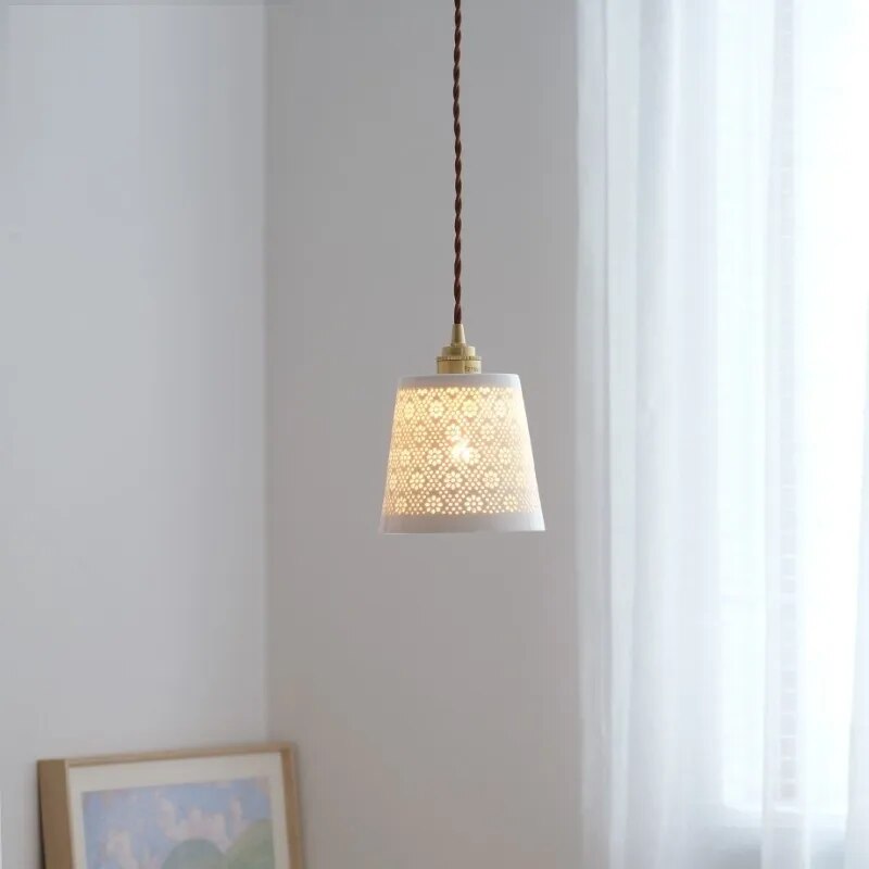 Suspension au design nordique moderne en cuivre et céramique - vue 3 sur 6