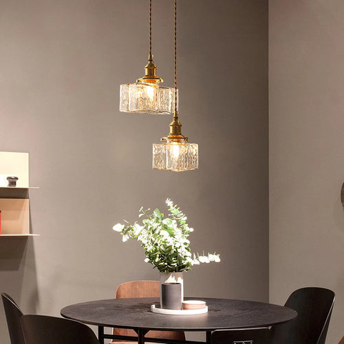 Rétro carré en verre pot suspension Vintage lampe à LED abat-jour lustre pour salle à manger chambre Table de chevet éclairage créatif - vue 6 sur 9