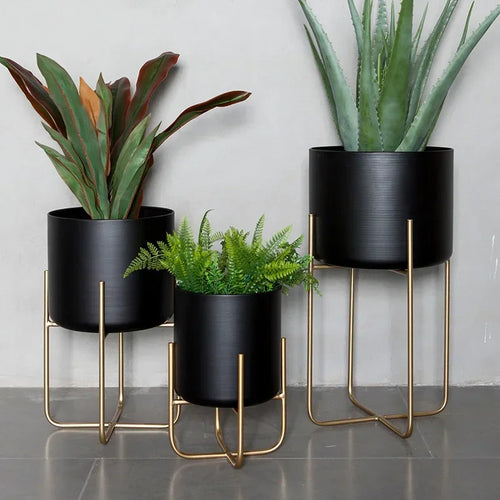support à fleurs doré amovible et autonome pour plantes élégantes - vue 3 sur 12
