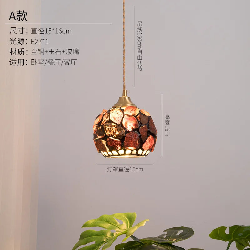 lustre en verre coquillage pour un décor bohème nordique - vue 9 sur 9