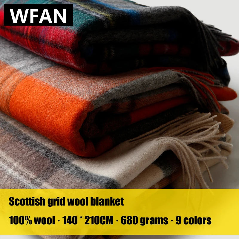 Plaid laine motif ecossais a pompons chaud voyage - vue 3 sur 7