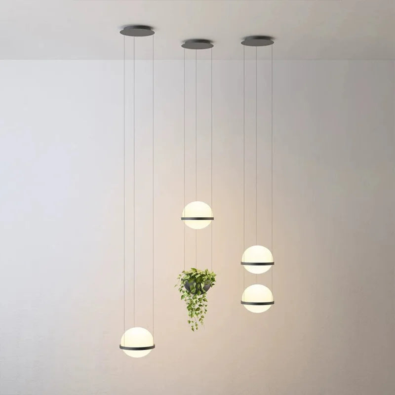 lustre nordique avec plante artificielle en pot suspendu