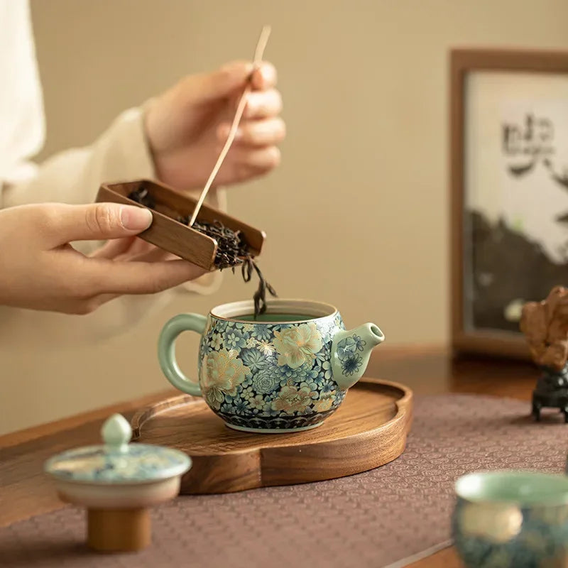 Théière ru kiln céramique pivoine style han kungfu - vue 5 sur 6