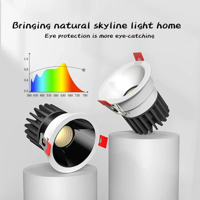 LED downlight embedded ceiling light, cool white/warm white AC220V 3 kinds of dimming colors 5W 7W 10W home eye protection light - vue 6 sur 18
