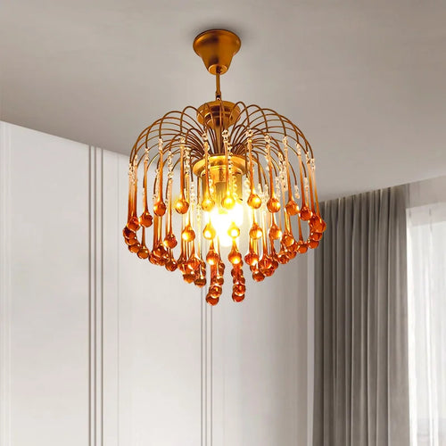 lustre suspendu rétro en verre marron élégant et moderne - vue 3 sur 9