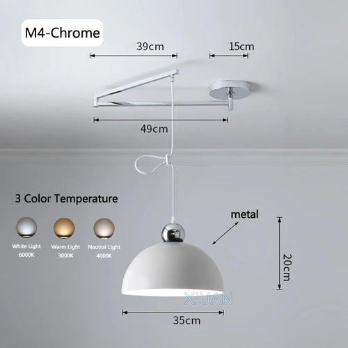 suspension moderne à bras oscillant led mobile - vue 23 sur 30