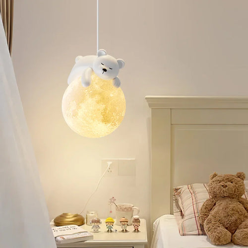 Lustre de chambre d'enfant moderne minimaliste petit ours suspension LED lumières chambre chevet décoration de la maison luminaire suspendu