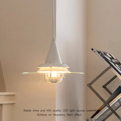 lustre bauhaus en verre clair suspendu pour restaurant - vue 4 sur 10
