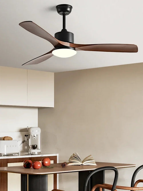 ventilateur de plafond en bois lumineux avec télécommande - vue 4 sur 12