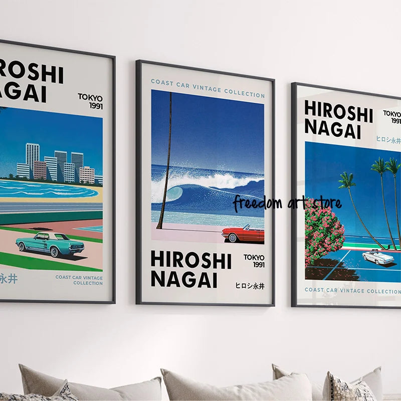 affiches d'art vintage japonaises années 80 de hiroshi nagai