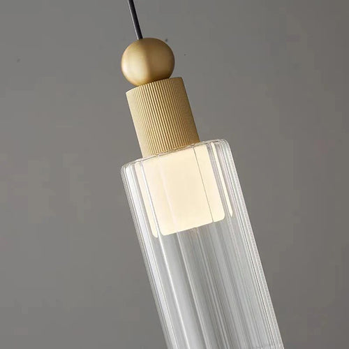 suspension moderne en verre et cuivre avec cordons interchangeables - vue 6 sur 8