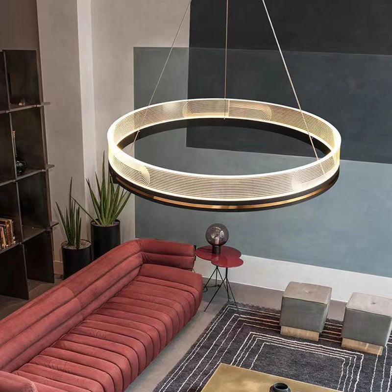 lustre de luxe italien moderne acrylique anneau lumineux créatif simple