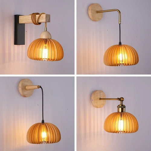 applique murale led en bois style japonais pour décoration intérieure - vue 3 sur 10